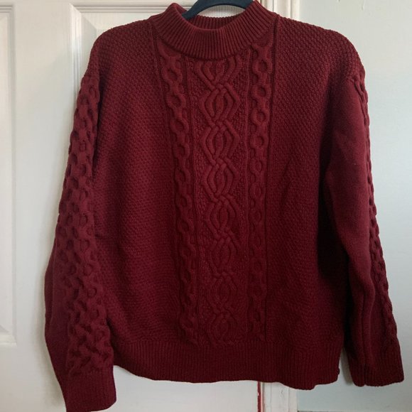 UO Burgundy Austin Mock Neck Sweater - Picture 2 of 2